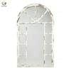 White vintage window shape metal decorative mirror