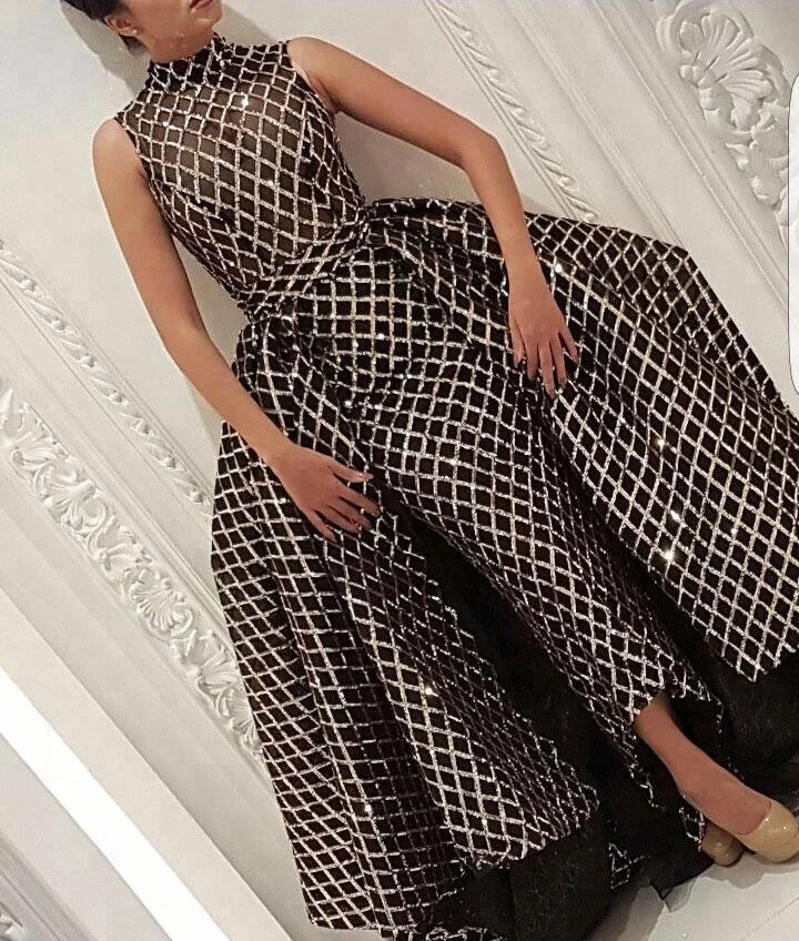 Black Prom Dress High Neck Puffy Ball Gown Modern Women Evening Party Wear Long Gowns for Special Occasion