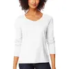 Cheap China Wholesale Clothing Plain White Ladies T Shirts 100% Cotton Women's Long Sleeve V-neck Tee