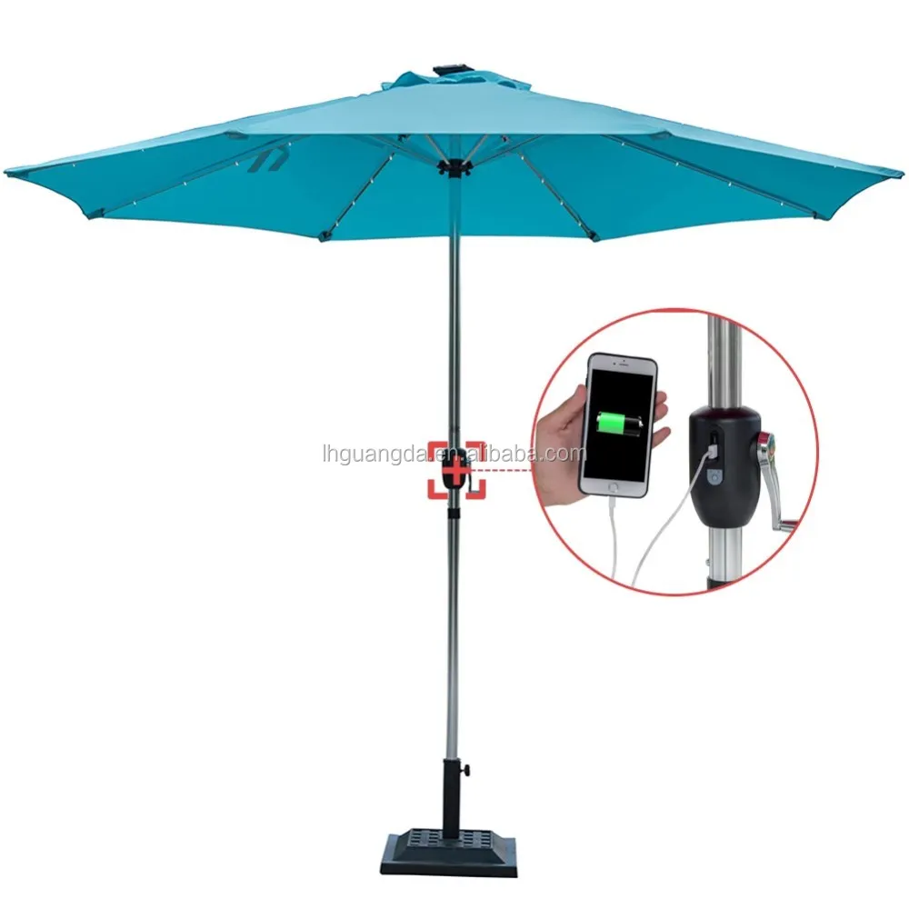 9 Solar Led Outdoor Tilt Sun Umbrella With Usb Charge Buy 9 Solar Led Outdoor Parasol Tilt Sun Umbrella Usb Patio Umbrella Product On Alibaba Com