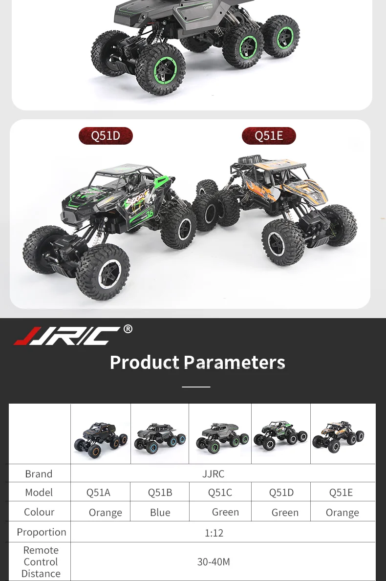 New Arrival JJRC MAX Q51 Off-road RC Car Q51A/Q51B /Q51C/Q51D 1: 12 6WD Drive Remote Control Truck High and Low Speed