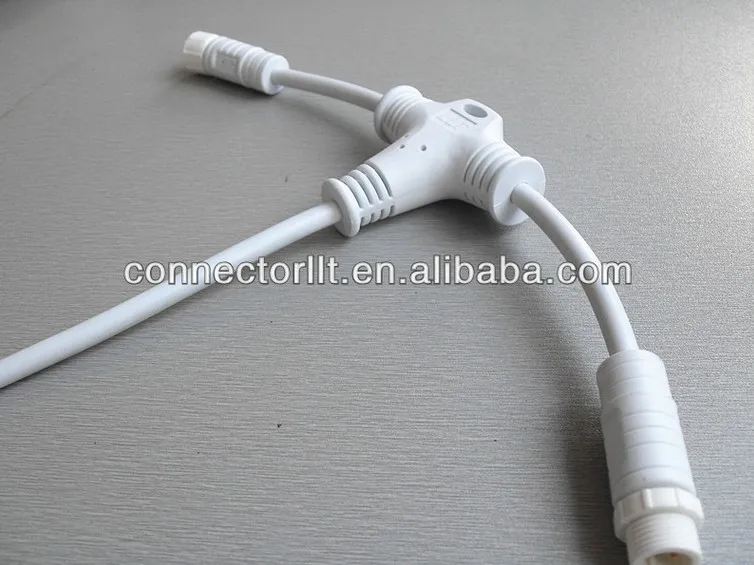 White Color Led Lighting Cable Joint Outdoor Waterproof T Connector Tee