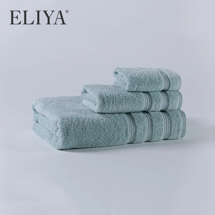 Egyptian Cotton Face Towel 5 Star Hotel Towel Set With Logo Skin-friendly