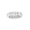 Prong White CZ Gold Oval Eternity Band Rings in 925 Sterling Silver