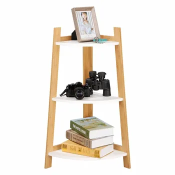 Bamboo Multipurpose Freestanding Storage Bookcase 3 Tier Corner