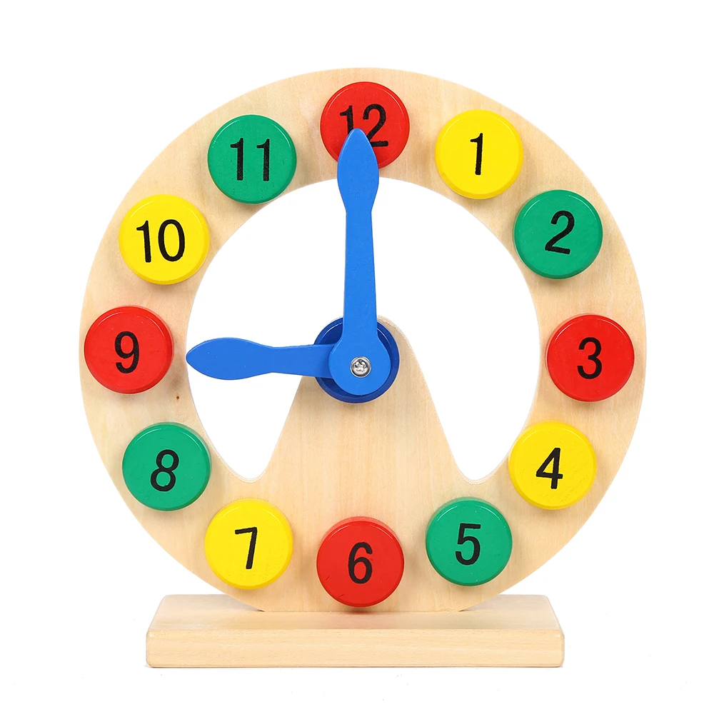 Wooden Blocks Digital Geometry Clock Toys DIY Kids Early Educational Toy Gift LA 
