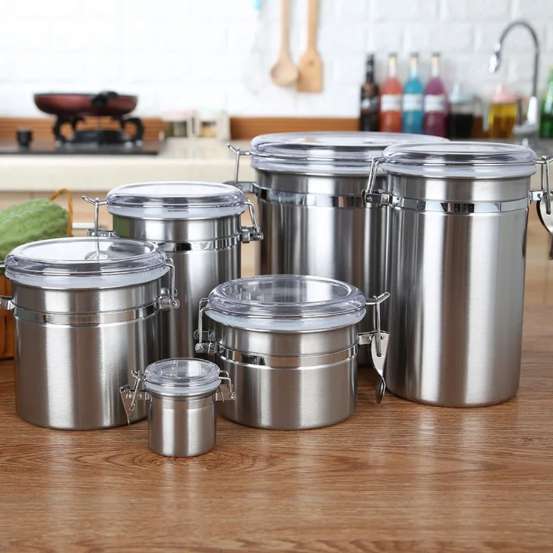 Wholesale Heatresistant Stainless Steel Storage Jar With Plastic Cover
