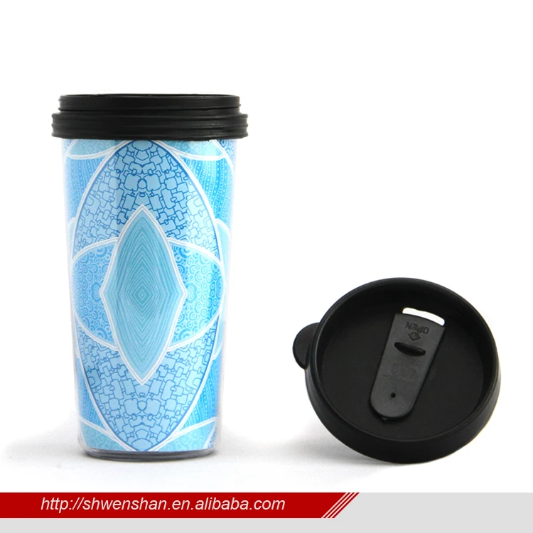 Travel Coffee Mug Double Wall Plastic With Insert Paper High Quality 16oz Customized Support