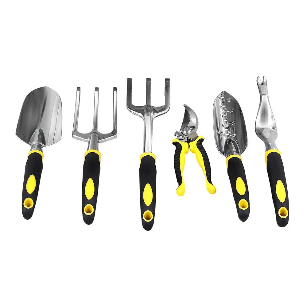 Songmics Garden Tool Set 6-Piece Garden Kit with Heavy Duty Cast-aluminum Heads & Ergonomic Handles UGGT006