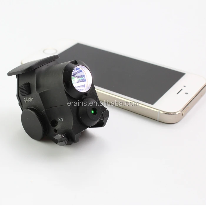 ES-LS-2HY01G tactical led flashlight with green laser sight size compare to IPHONE 5 right side.JPG