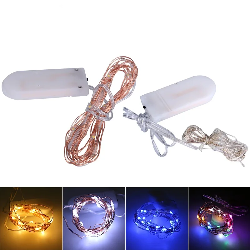 Micro Led Fairy Lights CR2032 Button Battery Operated 2M 20 LEDS Copper LED String Light for Xmas Wedding Decoration
