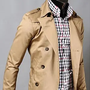 short beige trench coat