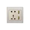 Classical Decoration Wall Socket with USB Charger 1A Champagne flower Color Switch Bs Socket Electric wall switch socket