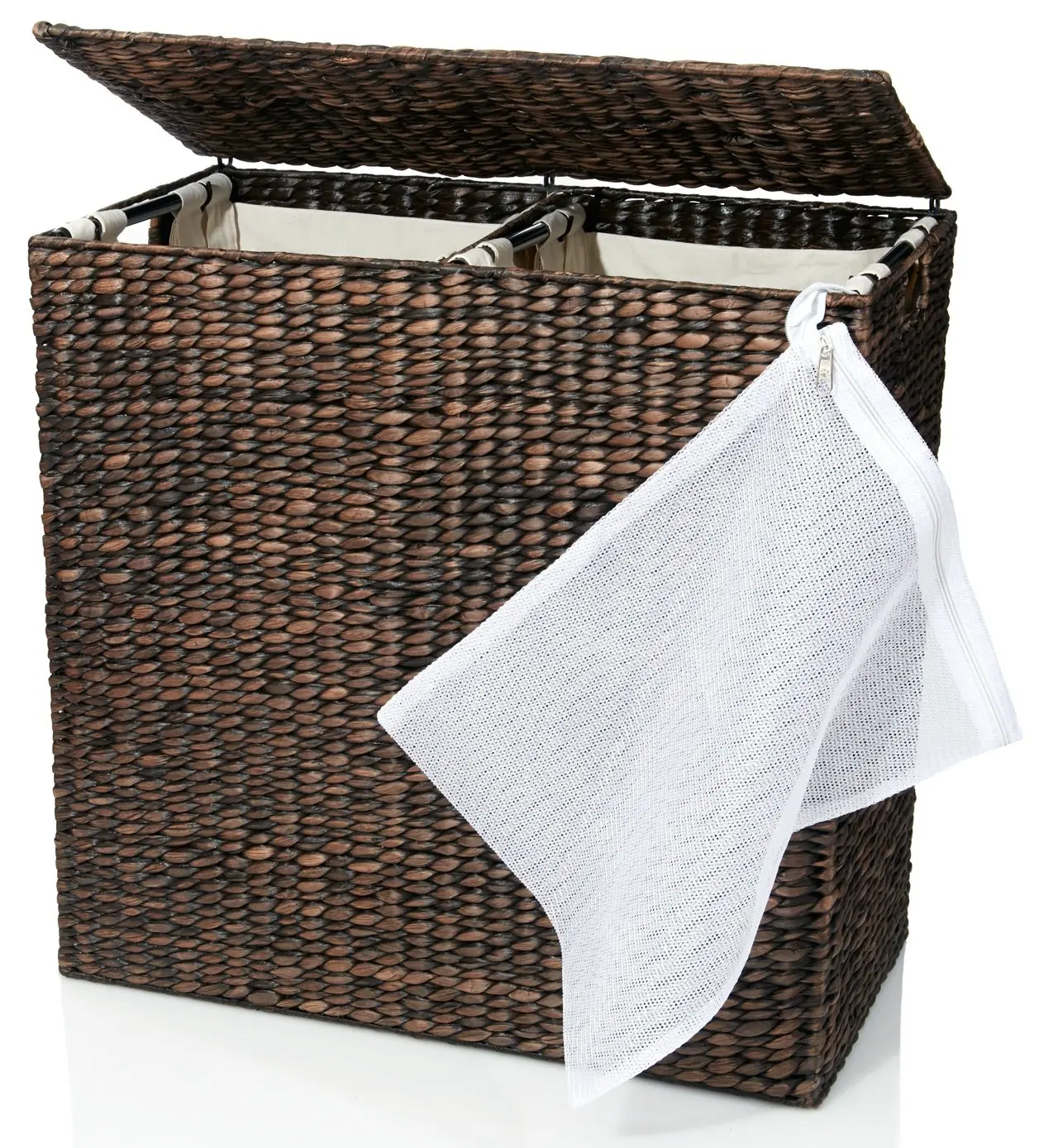 divided laundry hamper with lid