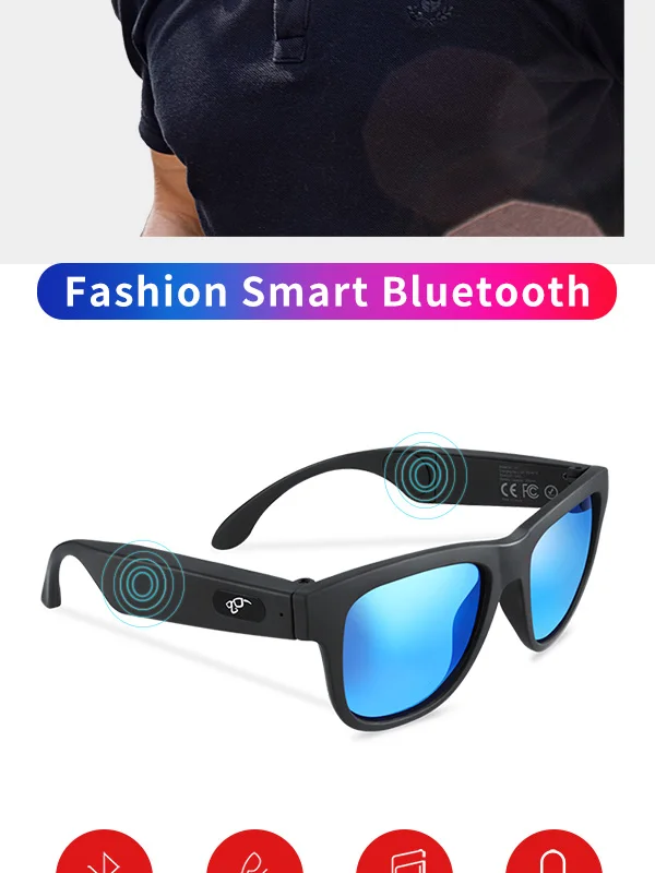Open Ear Bone Conduction Speaker Sports Polarized Frame Wireless Smart Stereo Sound Audio Music Bluetooth Sunglasses
