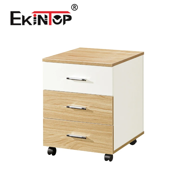 Ekintop 3 Drawer Mobile Pedestal Movable Combination Lock Wooden