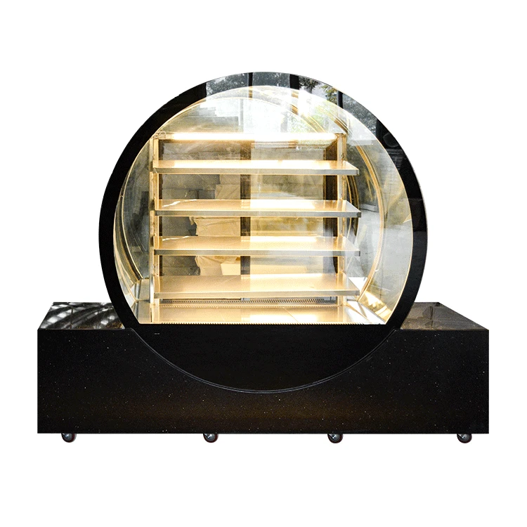 2019 新设计圆形冰箱大理石蛋糕显示冰箱