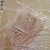 Hot sell stripe pattern sequin and beaded tulle fabric lace wholesale