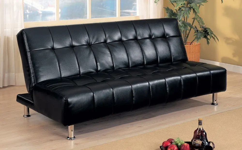 Coaster Futon Sofa Bed With Removable Arm Rests Brown Vinyl In Removable Arm Rests Brown Vinyl 199 99 Coaster Contemporary Futon Sofa Bed With Metal Legs Black