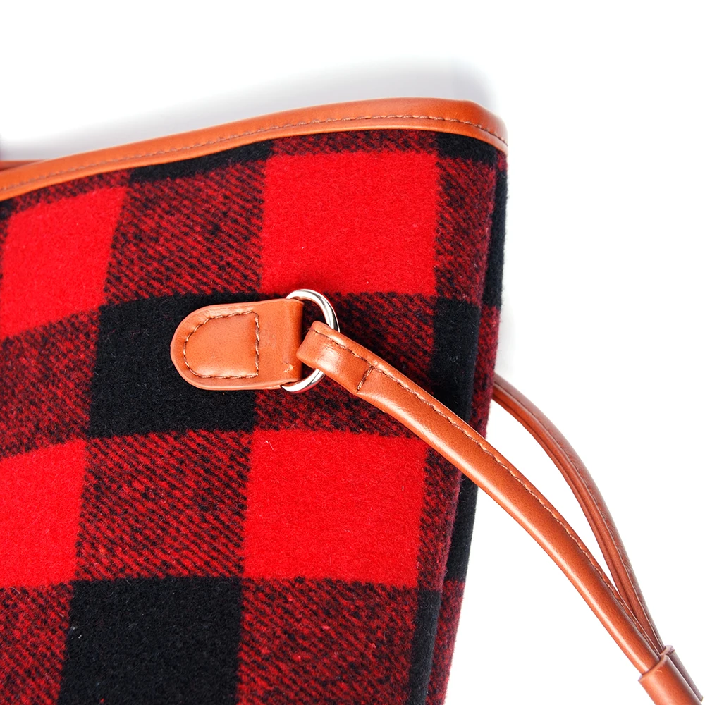 red buffalo plaid handbag