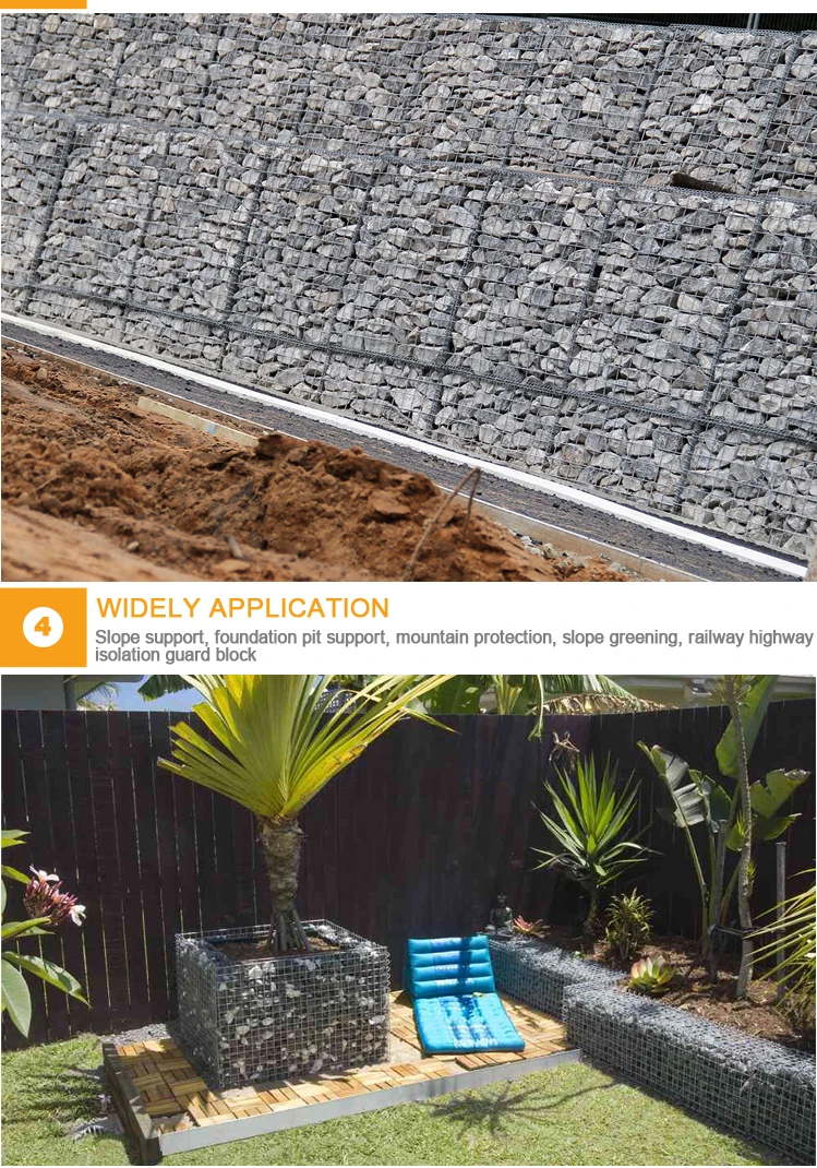 Galvanized Gabion Stone Cage Rock Filled Gabion Baskets Price For