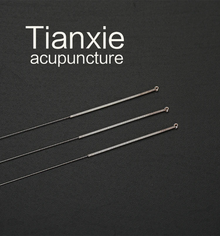 Alloy wire spring handle acupuncture needles with loop plastic bag