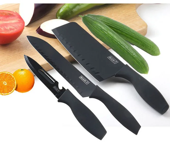 Manufacture Matte Black Plated Knife Set Stainless Steel Kitchen