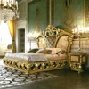 Royal baroque style solid wood expensive high gloss italian names bedroom furniture