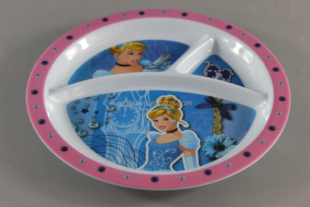 3 Section Melamine Divider Plates For Children