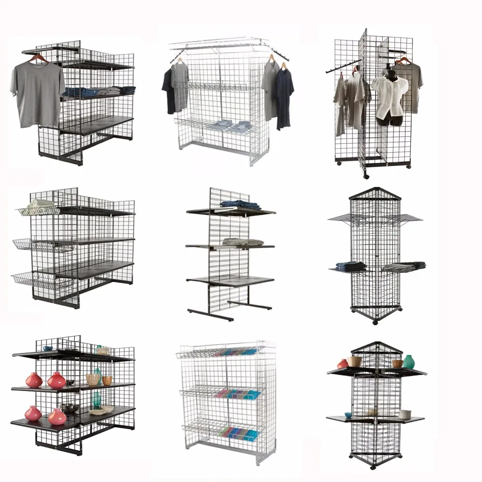 Сетчатый стеллаж с 7 ю полками. Wire display. Сетка для витрины. Сетка для витрины с крючками. Wire display.