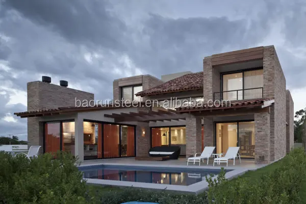 Mediterranean Style Luxury Light Gauge Steel Structure Prefabricated Villa
