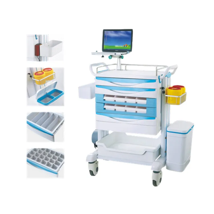 High quality medical computer trolley for sale mobile working station
