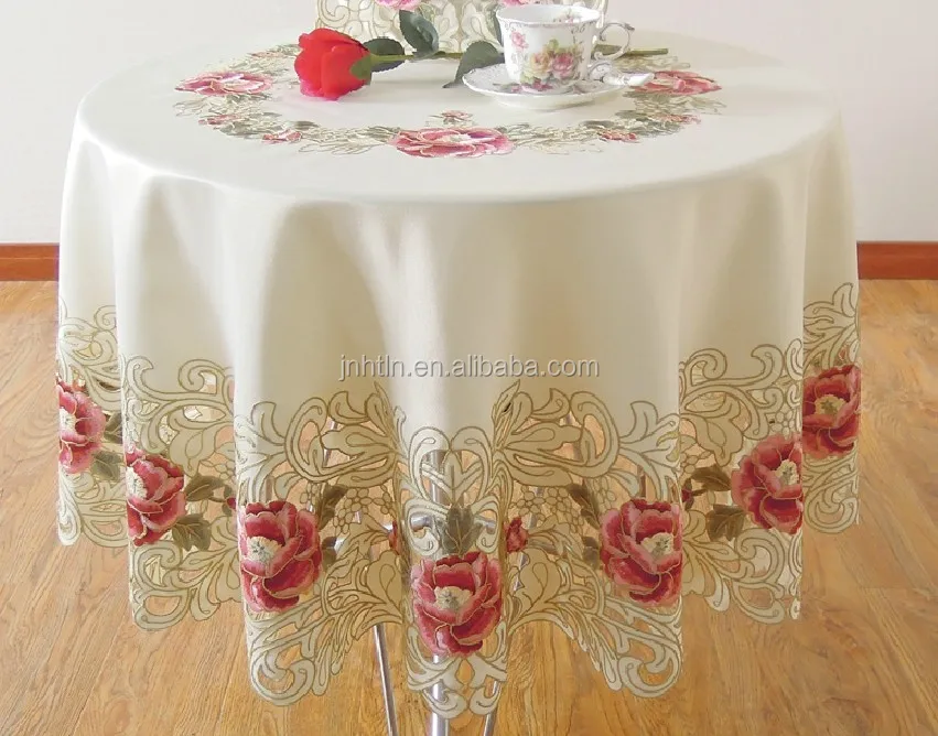 Embroidery Table Cloth Of Big Custom Design Square Polyester Embroidery