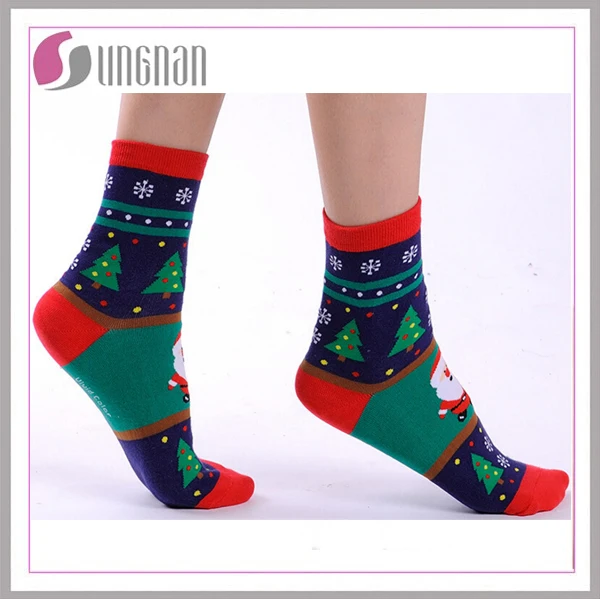 Bulk Wholesale Knitted Cotton Christmas Socks With Jingle Bell