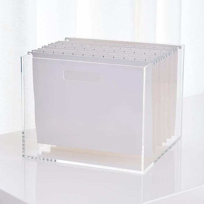 Clear Lucite Desk File Sorter Container Vintage Custom Shape Acrylic