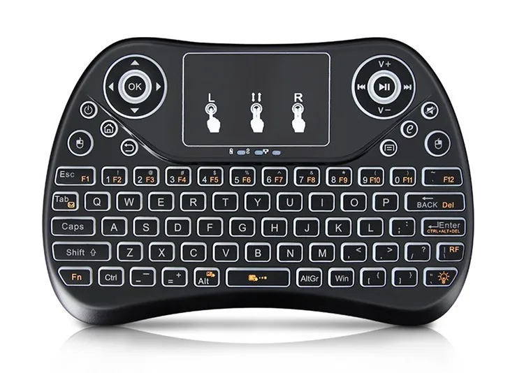 T2 Backlit 2.4g Wireless Bt Gyro Air Mouse Keyboard With Touchpad For