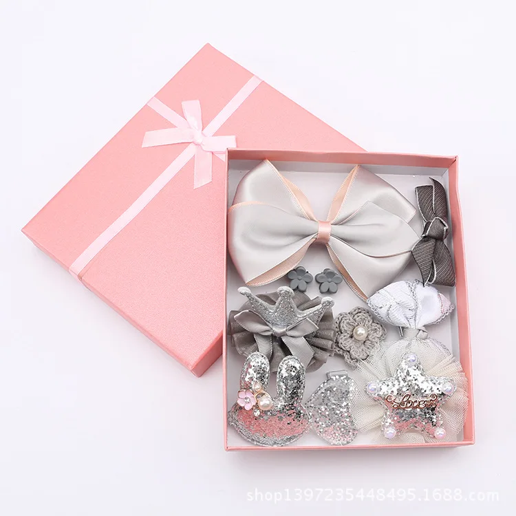 Fast Shipment Fashion Bowknot Hair Clips Sets Box Packing Gift For Kids ...