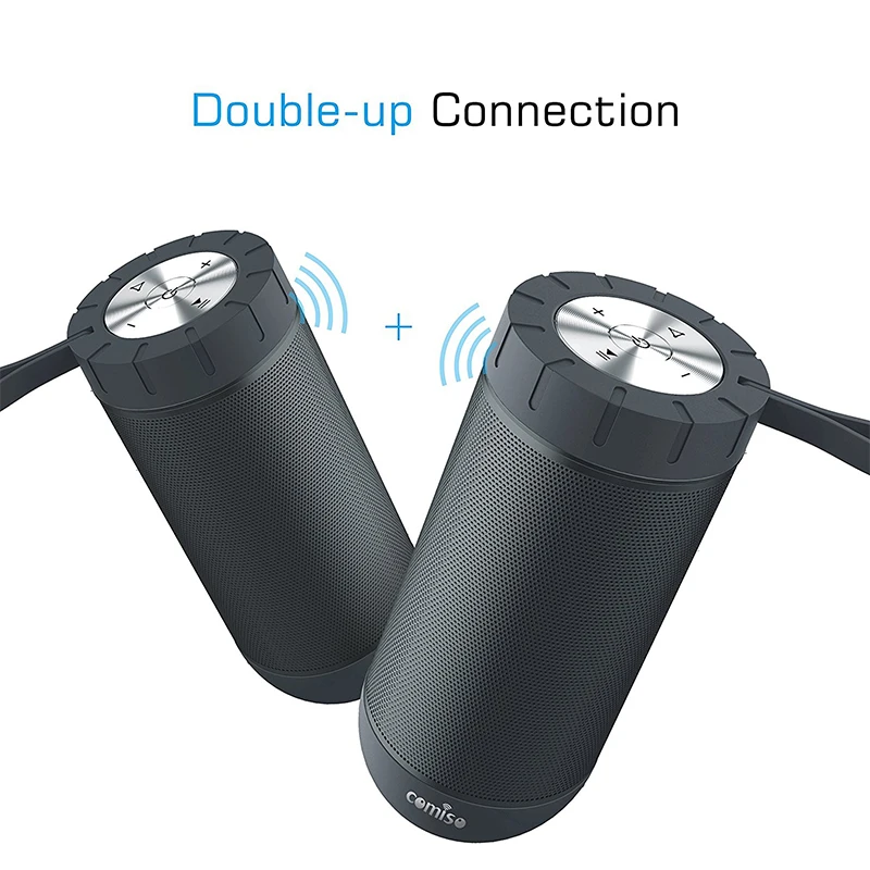 Comiso Outdoor Wireless Portable Waterproof Bluetooth Speaker 24 Hours Playtime 12W Drivers Passive Radiator