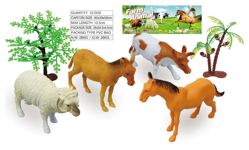Bahan Aman Kartun Pvc Mini Mainan Hewan Ternak Plastik Lembut