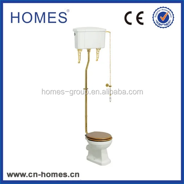 
Gold plated Traditional High Level Flush Pipe WC Completed Kit 