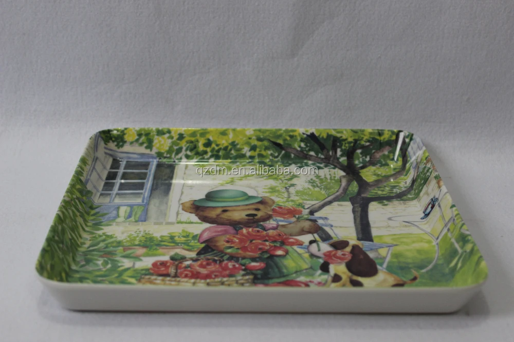 Plastic kids tray Melamine food tray Bear Print