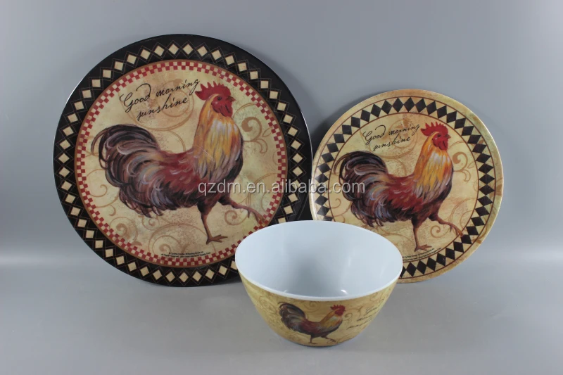 melamine dinner ware sets cock printing