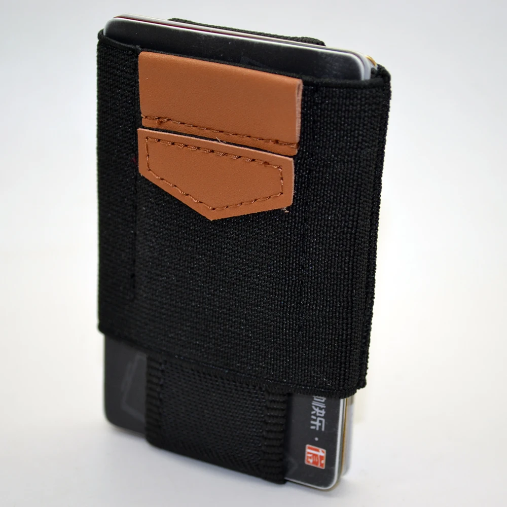 Slim Front Pocket Elastic Band Card Holder Wallet With Pull Tab And