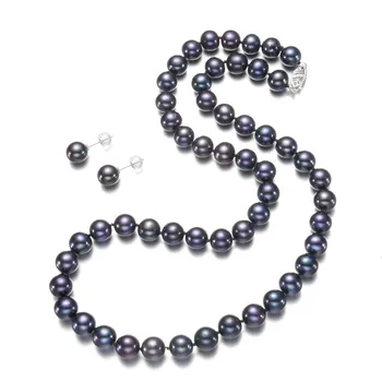 black pearl necklace and earring set