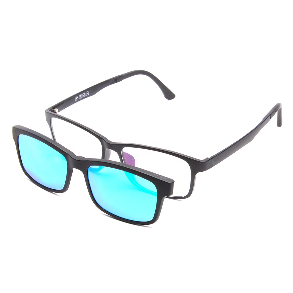 Matte Black Rectangle Ultem Optical Frames With Clip On