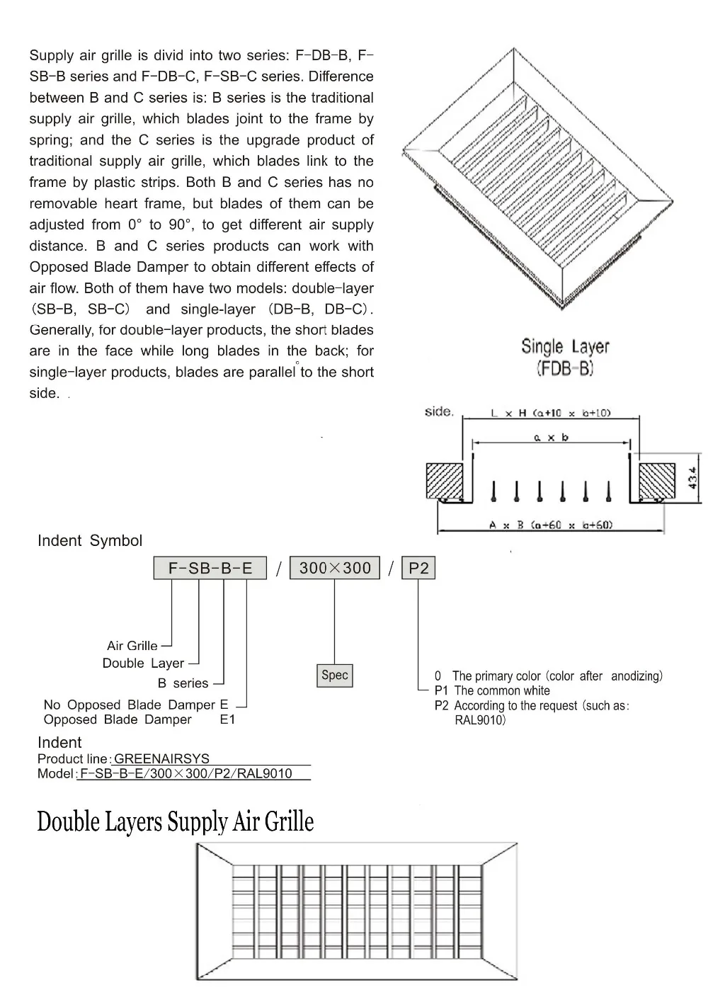 Singlelayer Supply Air Grille With Adjustable Blades For Hvac System Buy Double Deflection