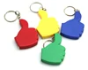 T0110 Colorful Thumb shape solid color 1m plastic tape keychain with custom logo imprinted for promotional event