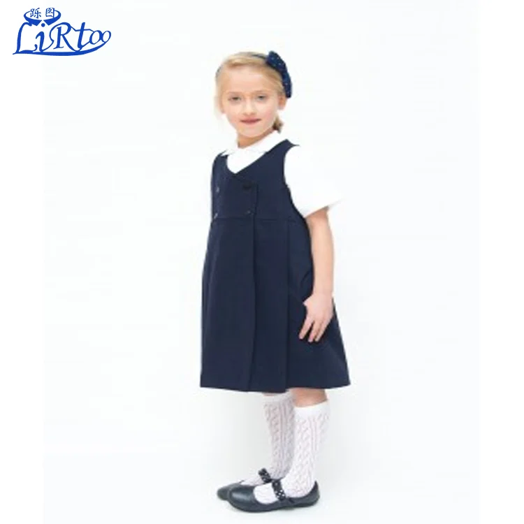 Custom Japanese Navy Organic Cotton Double Breasted School Pinafore ...