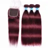 Free Shipping Brazilian Straight Hair Bundles with Closure 99J Red Burgundy Human Hair Bundles with Closure