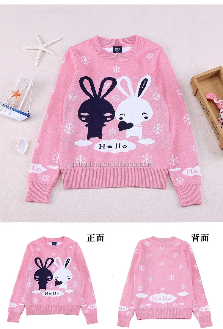 Terbaru Kelinci Kartun Katun Pola Merajut Wol Anak Sweater Desain